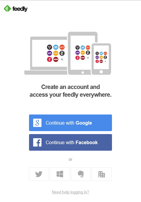 Inicio de sesion feedly